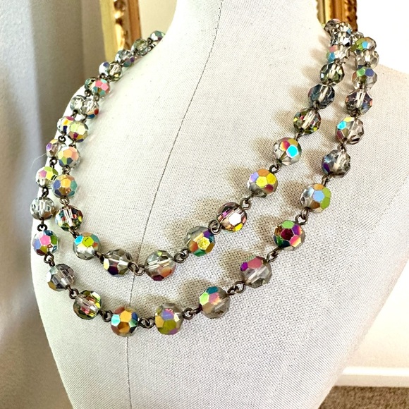 Vintage Deco Iridescent Borealis Bead Necklace - Picture 6 of 12